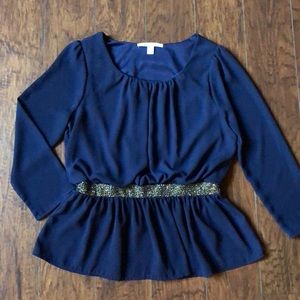 Francesca’s miami Navy Peplum Top